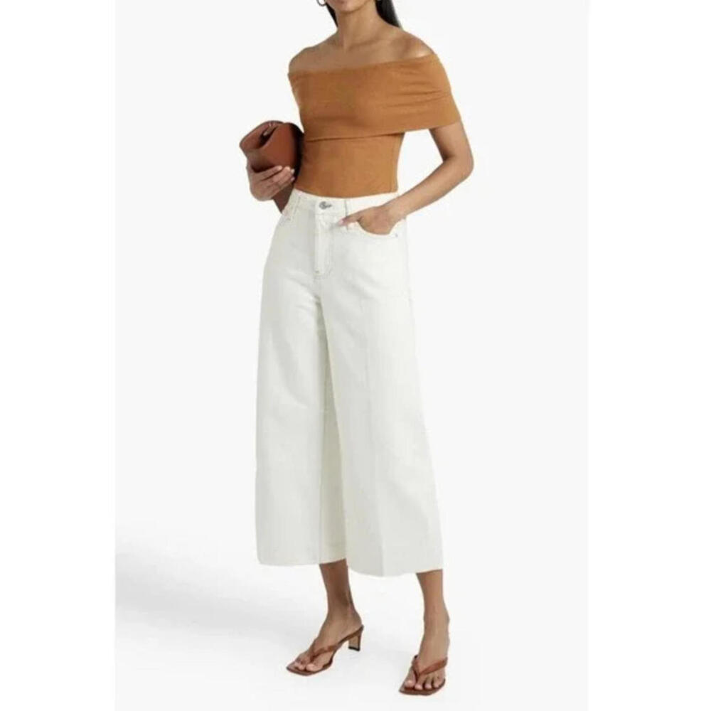 Frame Denim Jeans Womens 23 Le Italian High Rise Wide Crop Winter White